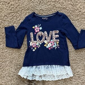 Tommy Bahama Kids Navy Long Sleeve with Floral and Lace
